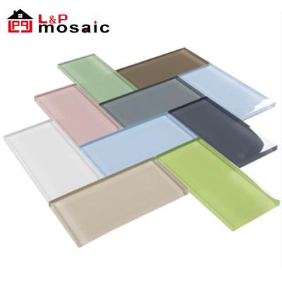 China Elegant Parquet USA Subway 3x6 Glass Slab For Backsplash, Kitchen, Bathroom, Shower Wall for sale