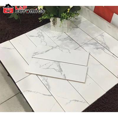 China USA Subway Metallic Elegant White Tile 75x300 Backsplash Glazed Ceramic Tiles Wall For Kitchen, Bathroom, Shower for sale