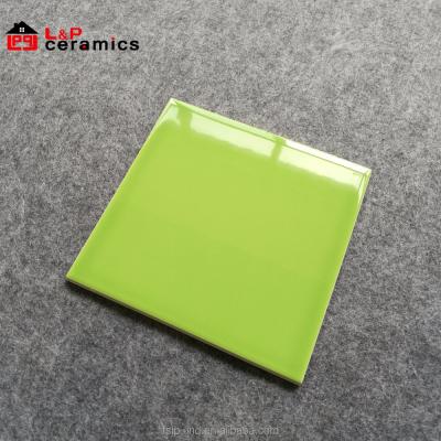 China Flat Elegant Glossy Light Apple Green Subway 6x6 Tile USA Ceramic Wall For Backsplash, Kitchen, Bathroom, Shower for sale