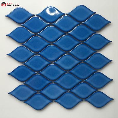 China Light Blue Parquet L&P Mosaic SY4805 Sheet Forming Ceramic Mosaic Slab For Wall And Floor for sale