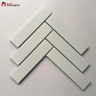 China White Herringbone Parquet L&P Mosaic SZ053 Ceramic Mosaic Slab For Floor And Wall for sale