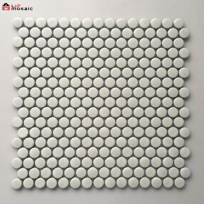 China L&P Parquet Mosaic NK1915 Penny Round D19 White Ceramic Mosaic Slab for Wall and Floor for sale