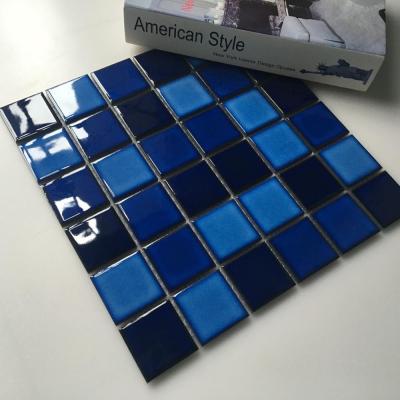 China Dark Blue Mixed Parquet L&P Mosaic TCJ4804 Porcelain Pool Slab for sale