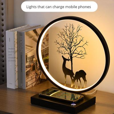 China Postmodern Table lamp bedroom room living room household bedside lamp simple modern dormitory LED charging plug-in touch small table lamp for sale