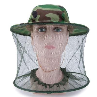 China Hot Selling Mesh Net Mask Mosquito Repellent Hat Anti-mosquito Mask Hat Amazon Camouflage Summer Mosquito Protection for sale