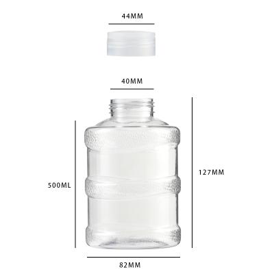 China Sustainable Mini Barrel Type 16oz 17oz Transparent Plastic Bottle Drinks Plastic Juice Bottle For Drinks for sale