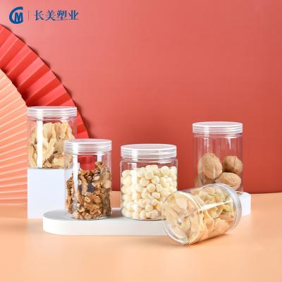 China 11oz 13oz Empty Plastic Pet Jar Bottle Container Pet Food Candy Candy Cookie Jar With Lids for sale