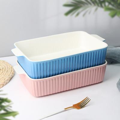 China Sustainable Custom Kitchen Bakeware Making Tray Set Rectangular Casserole Baking Bake Bomb Ceramic Oven Baker for sale