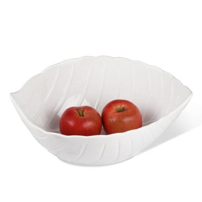 China Custom Unique Modern Leaf Shaped Soup Bowl Viable Salad Dessert Matte White Ceramic Fruit Bowl for sale