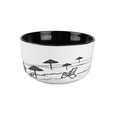 China Viable Customized Ceramic Black Porcelain Restaurant Ramen Bowl Home Unique Rice Pasta Noodle Bowl Decal for sale