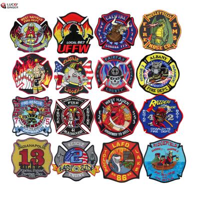 China Treasure Gurus Firefighter Maltese Cross Fire Sustainable Rescue Department Embroidered Hat Vest Sew or Iron On Patch Fire Corps Tactical Gift for sale