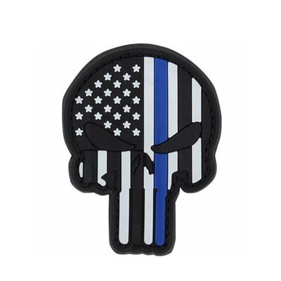 China Viable Hot Sale American Flag Punish PVC Patch, Silicon Logo Patches With Hook And Loop Backing, Iron On Rubber Patches for sale