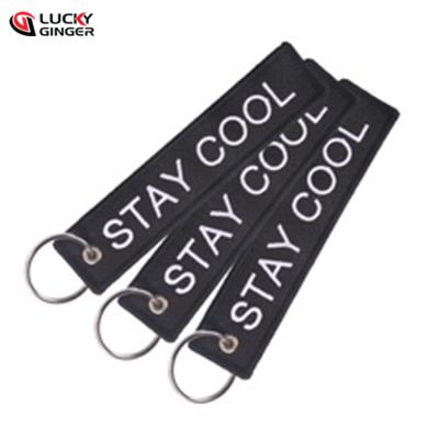 China Chain Fabric Fashion Double Side Embroidery Key Chain for sale