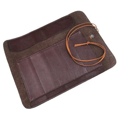 China Foldable Custom Knife Bag Simulation Leather Carving Chef Knife Roll Bag for sale