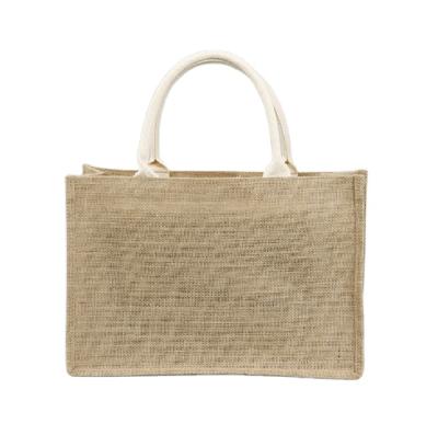 China Custom Wholesale Reusable Tote Bags Recycle Jute Shopping Jute Logo Natural Gunny Eco Friendly Printing Bag for sale