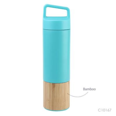 China Hot Selling Logo Customized Acceptable Bamboo Bottom PORTABLE Stainless Steel Vacuum Insulated Water Bottles for sale