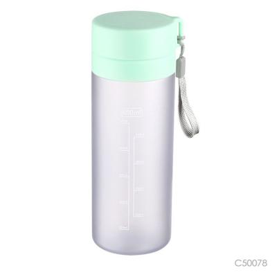 China Viable Prostar Frosted Wide Mouth Plastic Flask 600ml Water Bottle Clear Body With Water Level for sale