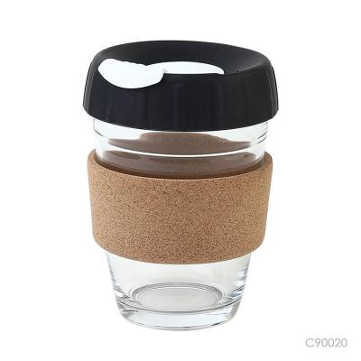 China Prostar Coffee Mup 12 Ounce Cork Glass Coffee Cup With Custom Heat Resistant Lid And Sleeve for sale