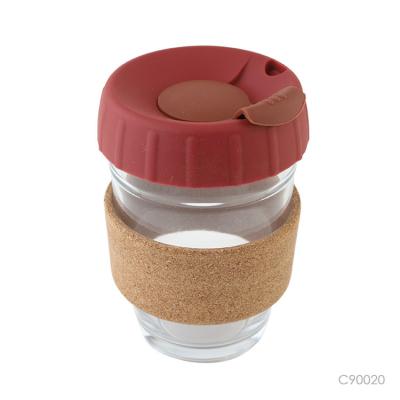 China Prostar 420ml Viable Glass Coffee Mug With Silicone Lid Insulated Bottle With Cork Grip For Office for sale