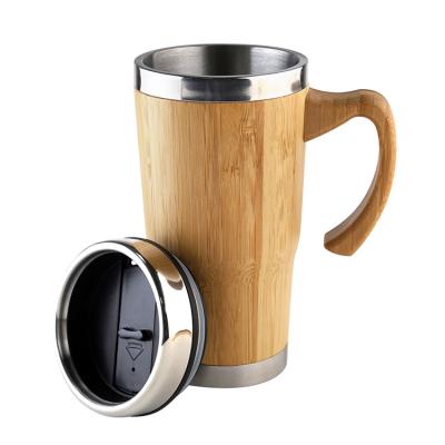 China 450ml Disposable Eco Friendly Bamboo Travel Cup With Handle Custom Coffee Mug for sale