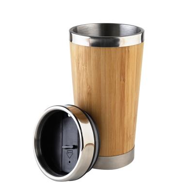 China 450ml Disposable Bamboo Coffee Mug With Lid Eco Friendly Travel Mug for sale