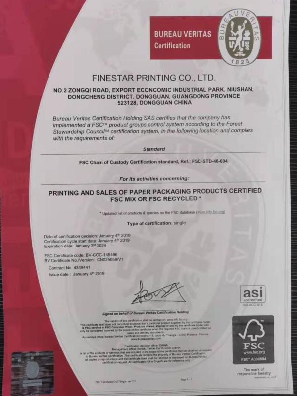 FSC - Dongguan Finestar Printing Co., Ltd.