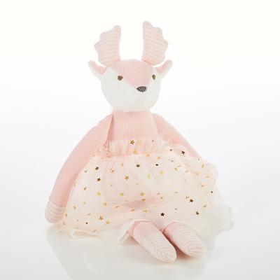 China Plush OEM Design Knit Stuffed Toy Cute Deer Wearing A Veiln For Girls for sale