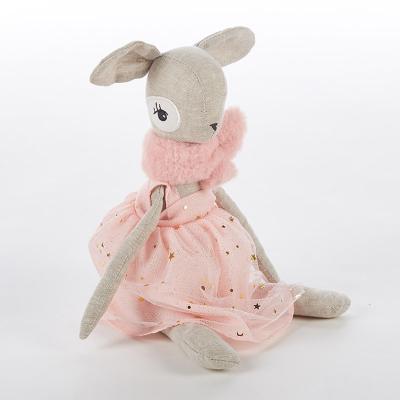 China Custom Stuffed Toys Deer Shapes White Dress Baby Sleep Friend Toys for sale