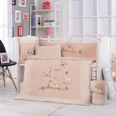 China Simple New Products Colored Cotton Embroidery , Four-Piece Boutique Baby Crib for sale