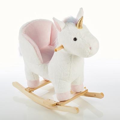 China Hot Sale Beige Stuffed Plush Unicorn Rocking Chair Soft Stuffed Animals Toys For Children for sale