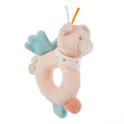 China Toy Ready Musical To Board Stuffed Infant Set Soft Flying Pig Baby Plush Toy Rattle Infant Hand Bell for sale