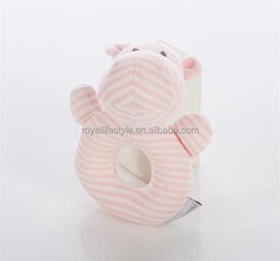 China Hot Selling Newborn Baby Stuffed Plush Hippo Plush Infant Ring Spiral Soft Rattle Handheld Stuffed Rattle for sale