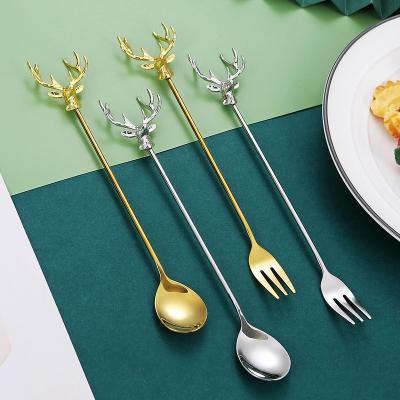 China Sustainable 304 stainless steel spoon coffee milk tea dessert mixer spoon Restaurant hotel titanium plated creative supplies for sale