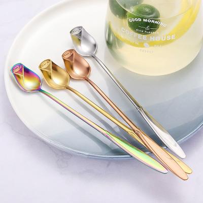 China Sustainable 304 stainless steel spoon coffee milk tea dessert mixer spoon Restaurant hotel titanium plated creative supplies for sale