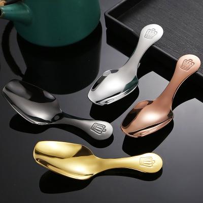 China Sustainable 304 stainless steel tableware Restaurant Hotel Titanium plated creative coffee dessert mixing spoon for sale