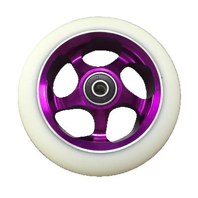 China PU Core 110mm Stunt Scooter Aluminum Wheels Black Pu/Clear Aluminum Core for sale