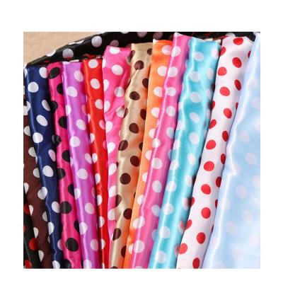 China 100% Polyester Shrink-Resistant Silk Like Printed Polka Dot Satin Fabric Fashion Dress / Scarf Material for sale