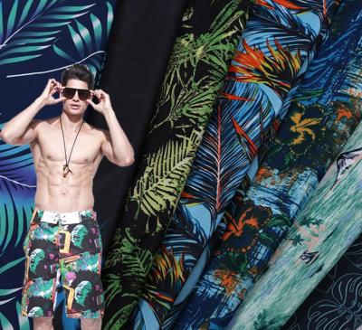 China Beach Waterproof Printed Pants Cloth Fabric 100 Polyester Microfiber Printed Fabric / Foil Printed Fabric For Swimwear for sale