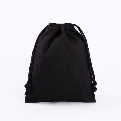 China Gift Packaging Eco - Friendly Black Linen Fabric Drawstring Pouch Bag For Crafts Packing for sale