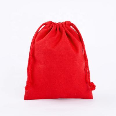 China Gift Packaging Eco-friendly Red Linen Fabric Drawstring Pouch For Jewelry Packaging for sale