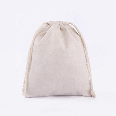 China Gift Packaging Eco-friendly Natural Linen Fabric Canvas Drawstring Bag For Lipstick Packaging for sale