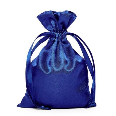 China Gorgeous Royal Blue Gift Silk Fabric Small Drawstring Bag For Ornament Packaging for sale