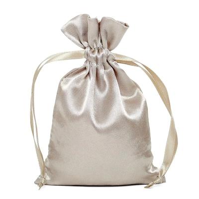 China Gorgeous Gift Pewter Silk Fabric Small Drawstring Pouch For Jewelry Packaging for sale