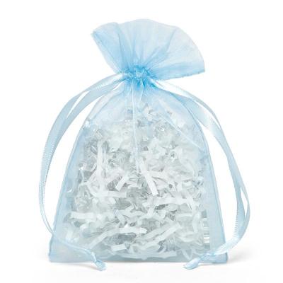 China Gift Packaging Exquisite Light Blue Organza Satin Drawstring Bags With 10 Sizes In Stock for sale