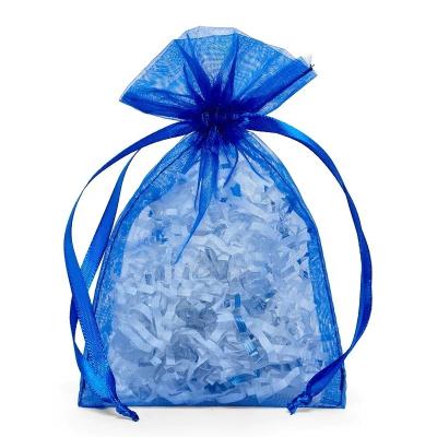 China Gift Packaging Royal Blue Jewelry and Gift Premium Quality Organza Packaging Pouch In Stock for sale