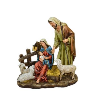 China 13 Inch World Mini Miniature Resin Decorations Holy Family Christmas Statue Ornaments for sale