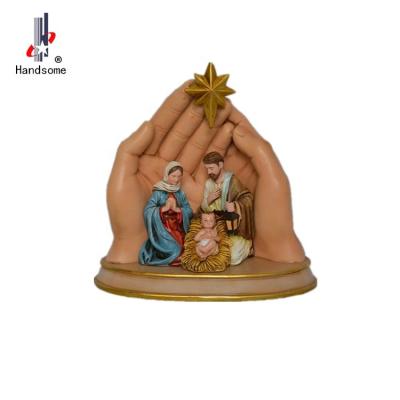 China Abstract Europe Fashion Resin Religious Statue Christmas Craft Holy Family Sculpture for sale