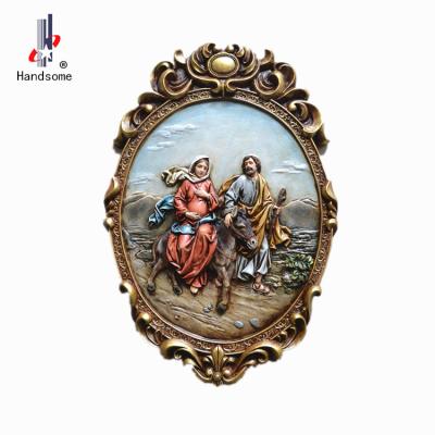 China Worldwide 20 inch Low MOQ Holy Resin 3D Family Image Statue Wall Hanging Decoration for sale