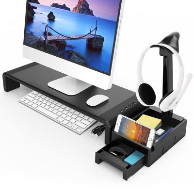 China Multifunctional Laptop Stand Riser with Storage Drawer, Earphone, Phone Holder for sale