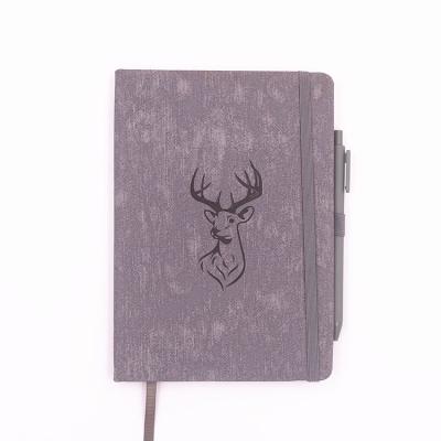 China Low MOQ Hardcover Classic Logo A5 Custom Hard Cover Journal Notebook with Elastic Band and Inside Pocket for sale